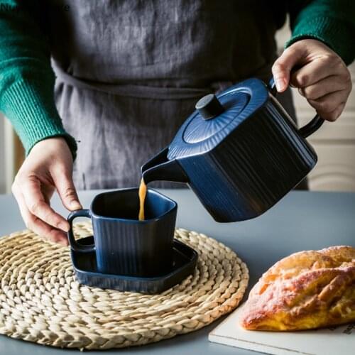 Nordic 250ml Coffee Cup and Saucer Ceramic Teapot 800ml Large Capacity Cold Kettle Coffee Pot Simple Home Decoration Modern