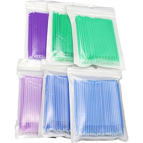 100pcs Disposable Cotton Swabs Eyelash Brushes Cleaning Cotton Swab Hot Natural Makeup Eyelashes Remover Tattoo Microbrushes Kit