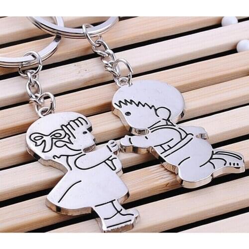 200pairs Boy and Girl Propose Couple Key Ring Metal Bag Pendant Zinc Alloy Car Key Chain WB97