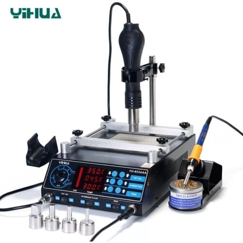 YIHUA 853AAA 1200W Preheating Soldering Iron Hot Air Gun Soldering Station 3 In 1 BGA Rework Station Phone Repair Tool