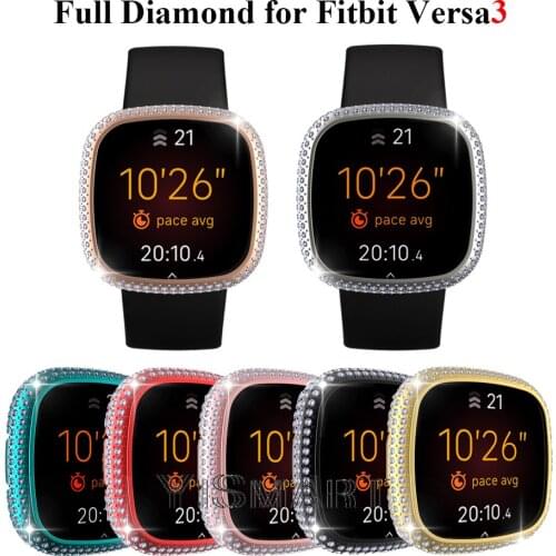 Full Diamond Cover for Fitbit Versa 3 Watch Case Lightweight Bumper Bling Hard PC Protector Shell for Fitbit Sense