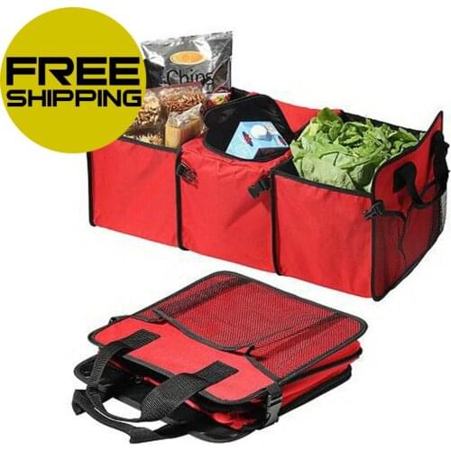 Portable Car Trunk Storage Bag Oxford Cloth Folding Truck Storage Box Car Trunk Tidy Bag Organizer Storage Box With Cooler Bag