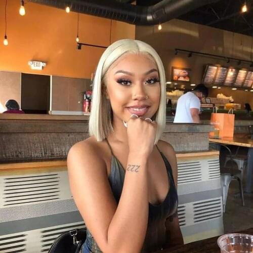 Straight Human Hair Wigs 613 Short Bob Pre Plucker Brazilian Remy Hair Wigs 4x4 Lace Closure Wigs With Baby Hair For Black Women