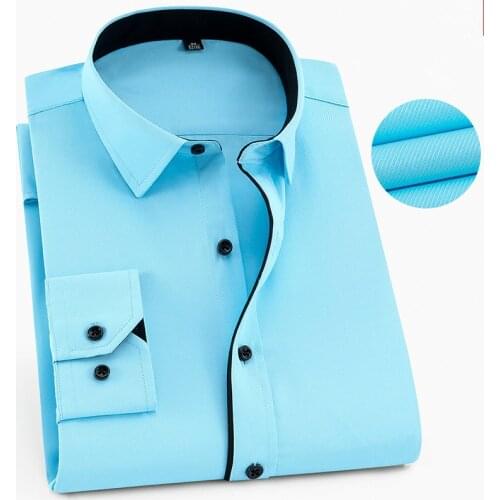 6XL 7XL 8XL Pure Color Plaid / Striped Shirt Longsleeve Shirt for Men Work Casual Slim Fit Shirt Men Clothing Button Up Shirt