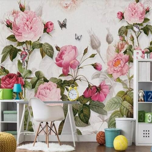 Hand-painted flower plant living room TV background wall custom high-end mural factory wholesale wallpaper mural photo wall