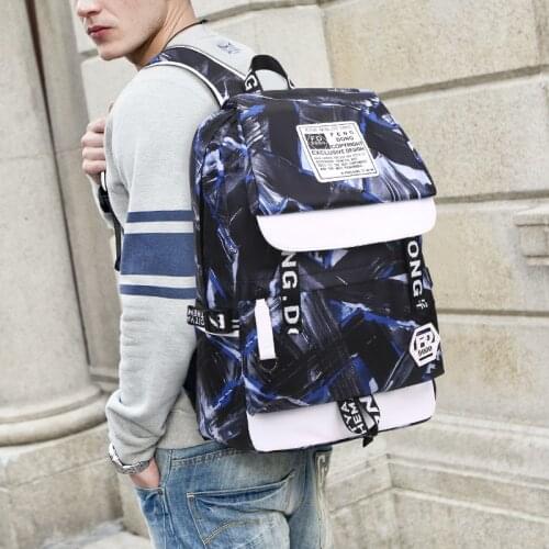 Geometric Print Men Backpack 15.6 Inch Laptop Backpacks Large Capacity Travel Backbag School Bags For Teenager Boys 2021 Mochila