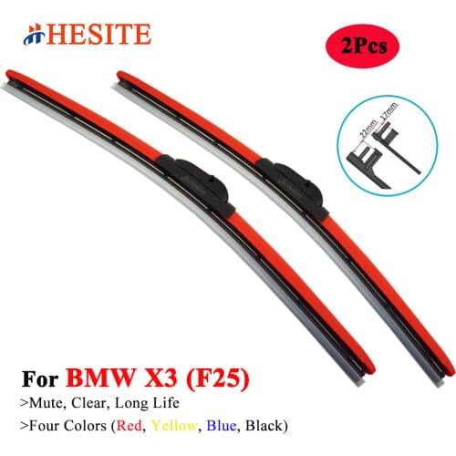 HESITE 2021 Colorful Wiper Blades For BMW X3 E83 30I 30E 35I 3.0SI 40I 2008 2009 2010 Car Front Windshield Wipers Red Blue Black