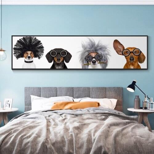 Nordic Style Boxing Dog Canvas No Frame Art Print Painting Poster Funny Cartoon Animal Wall Pictures For Kids Room Decoration