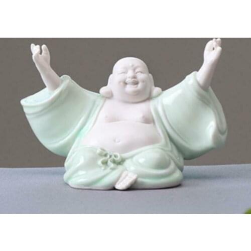 5.9" Chinese White Porcelain Ceramics Buddhism Maitreya Buddha Figurine Statues9