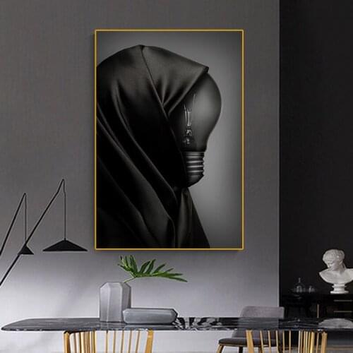 Creative Light Bulb Canvas Painting Art Characters Posters and Prints Wall Pictures Living Room Home Decoration Decor for Room