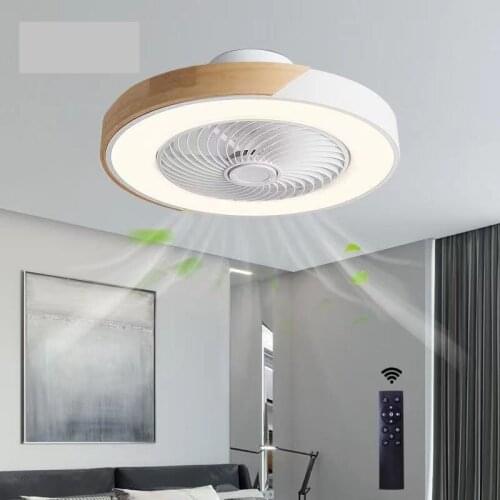 LED lamp with fan intelligent, dining room bedroom ceiling fan lamp, silent invisible blade remote control + app control