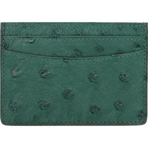 Unisex Genuine Leather Card Holder Men Women Fashion Brand Luxury Case Real Ostrich Leather Credit Card Holder Small Bag Wallet