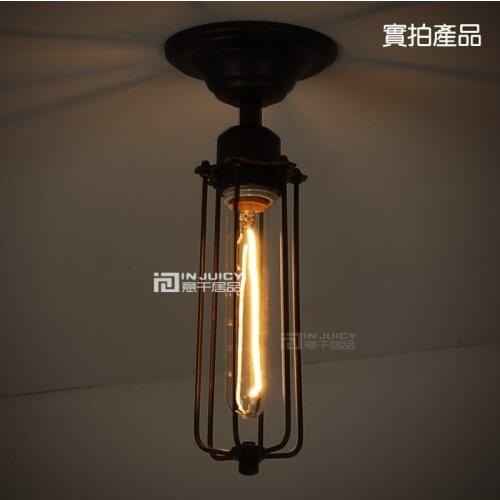 Edison Vintage Style Wrought iron Small Cage Ceiling lamp With T185 Bulb Cafe Bar Coffee Shop Bedside Hall Way Store Shop Club