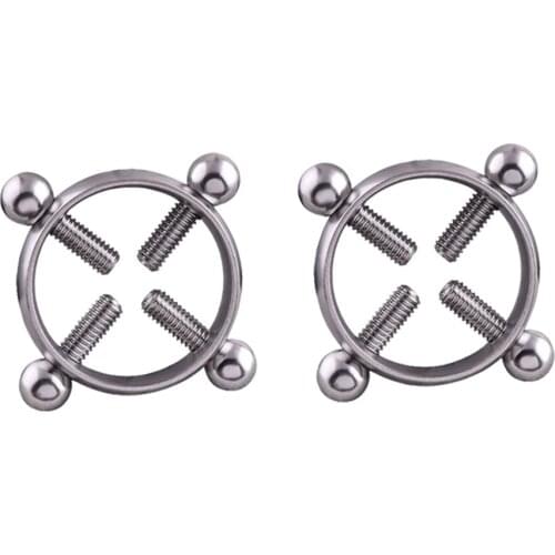 1 Pair Screw Clamp Piercing Circle Adjustable Lady Women Nipplerings