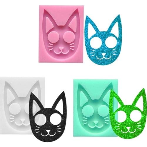 1PC Cat Head Keychain Silicone Mold DIY Craft Casting Fondant Mold for for Pendant