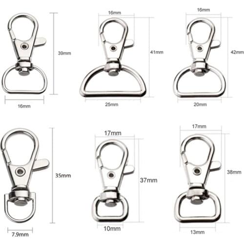 10 Pcs Dog Buckle Metal Swivel Trigger 6 Sizes Lobster Clasp Snap Bag Parts Lanyard DIY Craft Hook Key Chain Ring