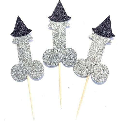 12pcs Cheers witches bachelorette / ghouls night out / penis cupcake toppers / Halloween bachelorette