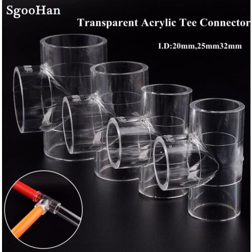 2~10pcs I.D 20~32mm Transparent Acrylic Pipe Aquarium Fish Tank Tee Connector Plexiglass Water Supply Tube Home DIY 3 Way Joint