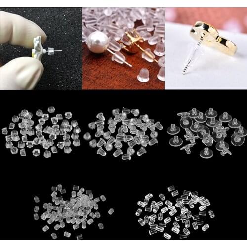 200-2000pcs Soft Silicone Rubber Earring Back Stoppers for Stud Earrings DIY Earring Findings Accessories Bullet Flower Ear Plug