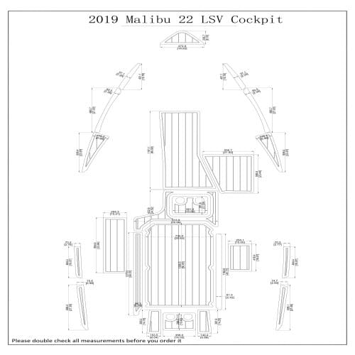 2019 Malibu 22LSV Cockpit Pad Boat EVA Teak Decking 1/4" 6mm