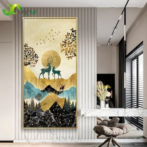 Abstract Landscape Deer Wall Painting Poster And Prints Wall Picture For Living Bed Room Home Decor Modular Painting Unframed