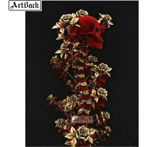 New 5d diy diamond painting skull flower icon full square & round diamond mosaic zombie death horror icon canvas diamond embroid