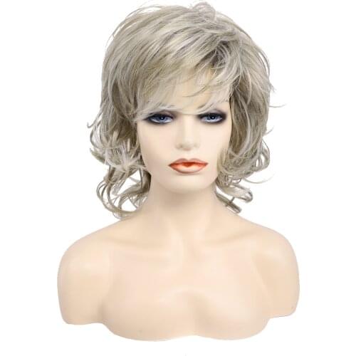 Amir Curly Synthetic Wigs With Bangs For women Blonde Ombre Color High Temperature Party Cosplay Daily Use