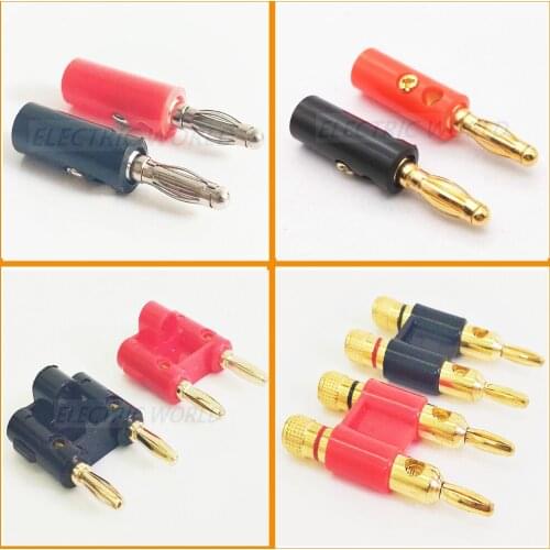 Banana Clips aligator clip 10pcs connector Screw Gold Plate Plugs Connectors 4mm in stock Black Red banana plug socket