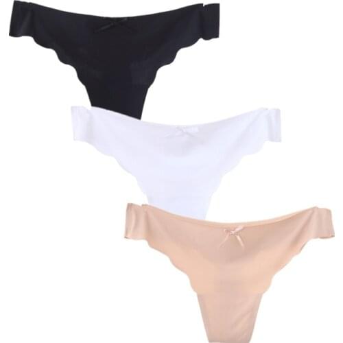 3pcs/lot Seamless Thong Underpants Women Ladies Low Waist Sexy G String Solid Underwear Wholesale Lots Bulk Panties