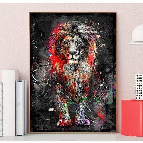 Frameless Colorful Lion Animal Abstract Painting Modern Wall Art Picture For Home Wall Artwork Poster Canvas Painting Home Decor