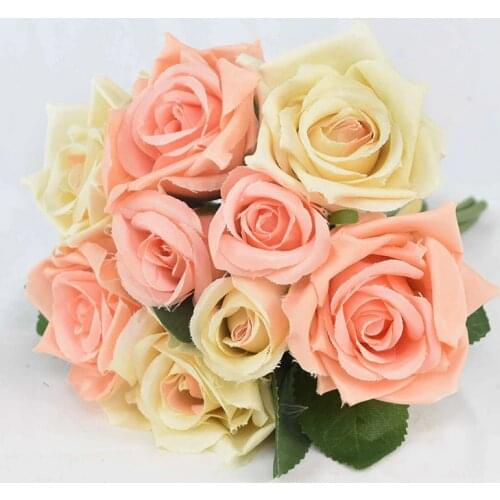 9 Heads Artificial Flowers Bouquet Silk Rose Fake Flowers for Home Wedding Decoration Silk Peonies Bouquet Indoor Rose Flower