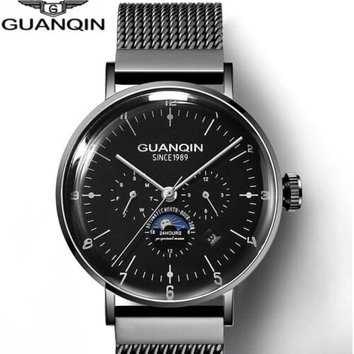 New Watch Men Top Luxury Fashion Mens Watches Full Black Steel Sports Mens Watches Automatic Mechanical Clock Relogio Masculino