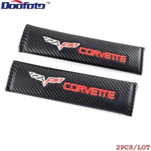 Auto seat belt cover Emblems Badge sticker pad Case For Chevrolet Corvette C4 C5 C6 C7 Accessories Carbon fiber Car Styling