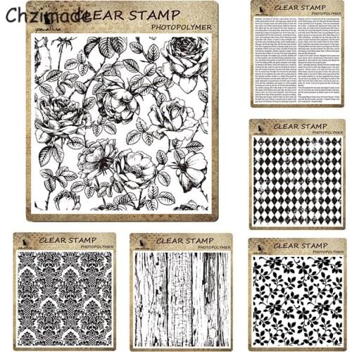 Chzimade Rose Flower Silicone Clear Seal Stamp 14x14cm DIY Scrapbooking Embossing Photo Album Decorative Paper Card Art Crafts
