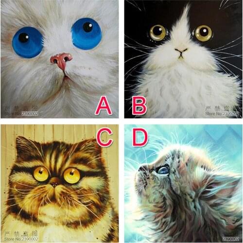 Diy Diamond Painting Cat Cross Stitch Set 5D Diamond Mosaic Knitting Needles Animal Diamond Painting Embroidery Home Decoration