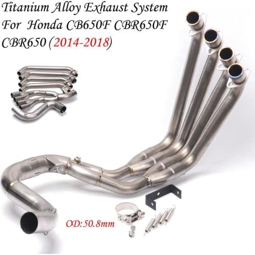 For CBR650F CBR650 CB650F Motorcycle Exhaust Modified 51mm Slip-on Titanium Alloy Front Connection Link Pipe Muffler 2018
