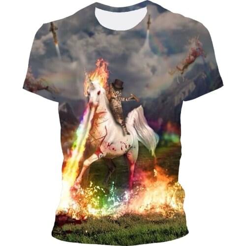 New hot sale summer 3D digital printing cat warrior fashion casual T-shirt round neck short sleeve top for men and women