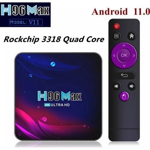 H96 Max V11 TV Box Android 11.0 RK3318 Quad Core 4GB 64GB Max 2.4G/5G Dual WiFi USB3.0 BT4.0 4K H.265 Youtube Smart Media Player