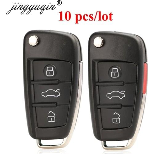 Jingyuqin 10pcs 3/4 Buttons Folding Flip Remote Car Key Shell Fob Case For Audi A6L Q7 A2 A3 A4 A6 A6L A8 TT 2008 2009 2010 2011