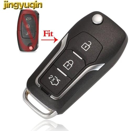 Jingyuqin Modified Flip Remote Car Key Shell For Ford Focus 2 3 Mondeo Fiesta Control Key Fob Case Replacement 3 Button