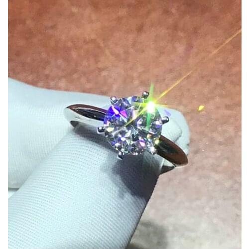 Handmade Eternal Ring S925 Sterling Silver Luxury Round Solitaire 8mm 2.0ct Lab AAAAA Zircon Wedding Rings For Women