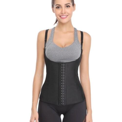 Good Elastic Adjustable Straps 100% Latex Rubber Waist Cincher Underbust Corset Vest Front 3 Hooks Women Slim Waist Trainer Tops