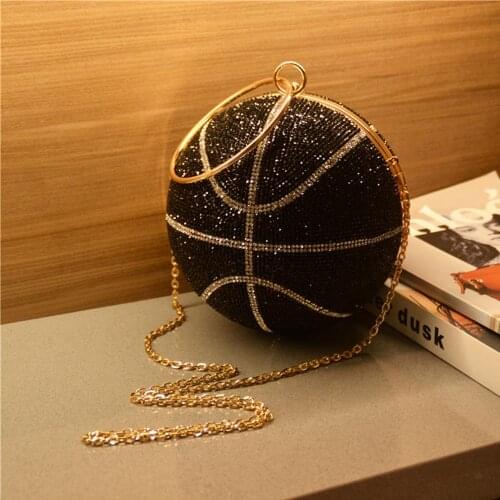Creative New Fashion Rhinestone Basketball Evening Bag Womens Wedding Clutch Party Purse Handbag Chain Shoulder Dinner Bags