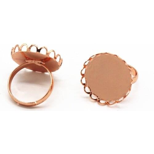 50 PCS 10/12/14/15/16/18/20mm Round Cabochon Base Lace Ring Blank Settings Findings For Jewelry Making