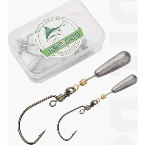 BOTE 5pcs Weighted Drop Shot Hooks, Weighted Fishing Offset Hooks with Rolling Barrel Swivel and Drop Shot Weights for Soft Bait