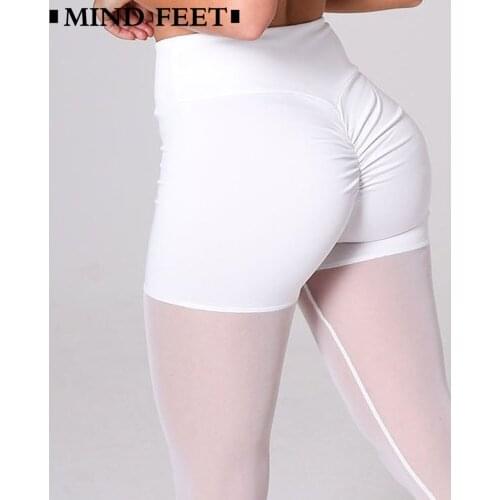 MIND FEET Women Fitness High Waist Leggings Yarn Split Elastic Slim Sexy Motion Bodybuilding Lift Hips Underpants Skinny Pants