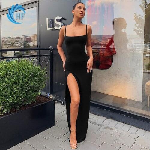 Summer Dress New Beach Dress Sexy Sundress Halter Side Slit Dress Women Stretch Long Dress High Waist Evening Dress Female Robe