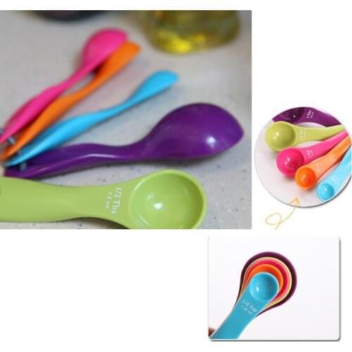 5Pcs/Set Measuring Spoons Cup Candy Color Coffee Sugar Teaspoon Utensil Kit DIY Baking Measuring Tool Kitchen Accessories