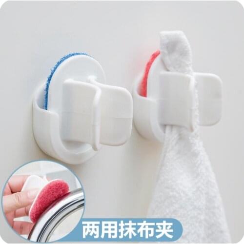Wall-mounted Cleaning Cloth Storage Rack Stove Cleaning Brush Magic Decontamination Sponge Scrub Kitchen Towel Cloth Clip