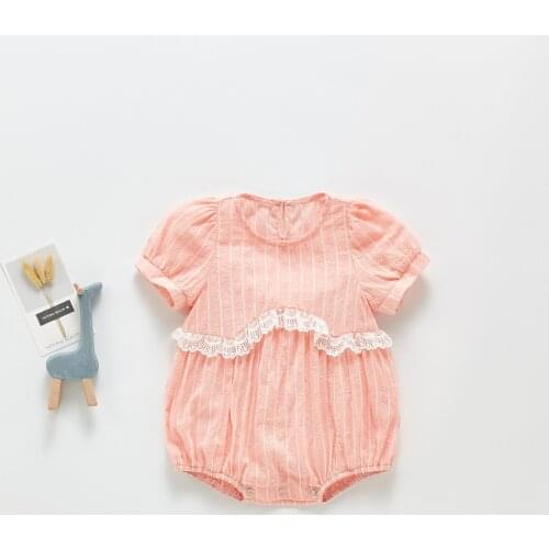 Summer New Baby Girls Pink Color Triangle Romper